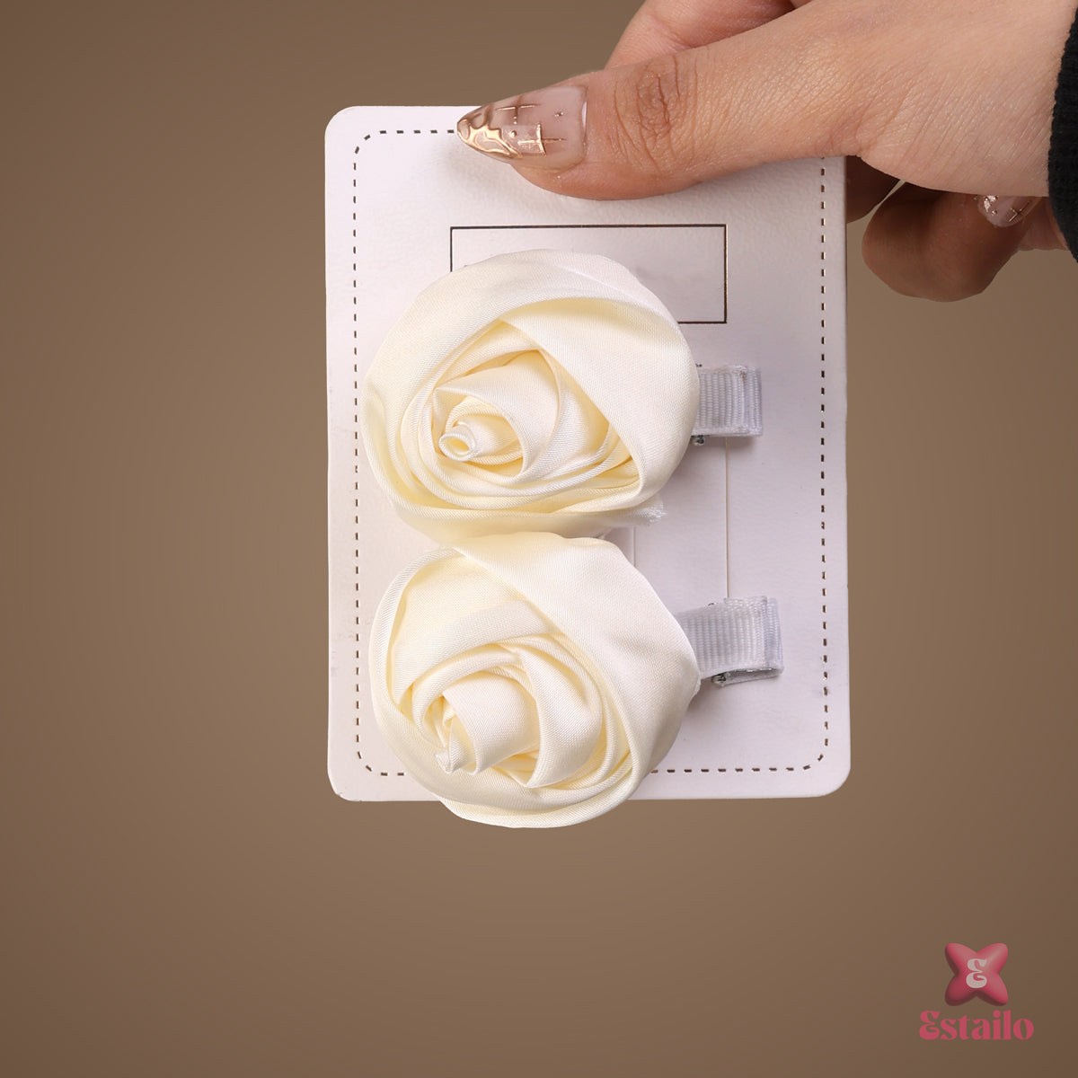 Cream Rose Hair Clips