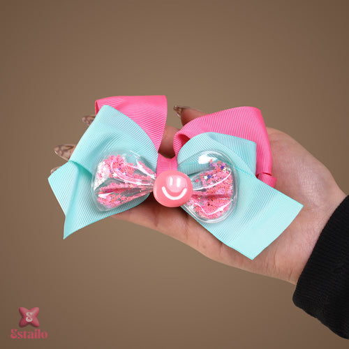 Smiley Sparkle Bow Clip