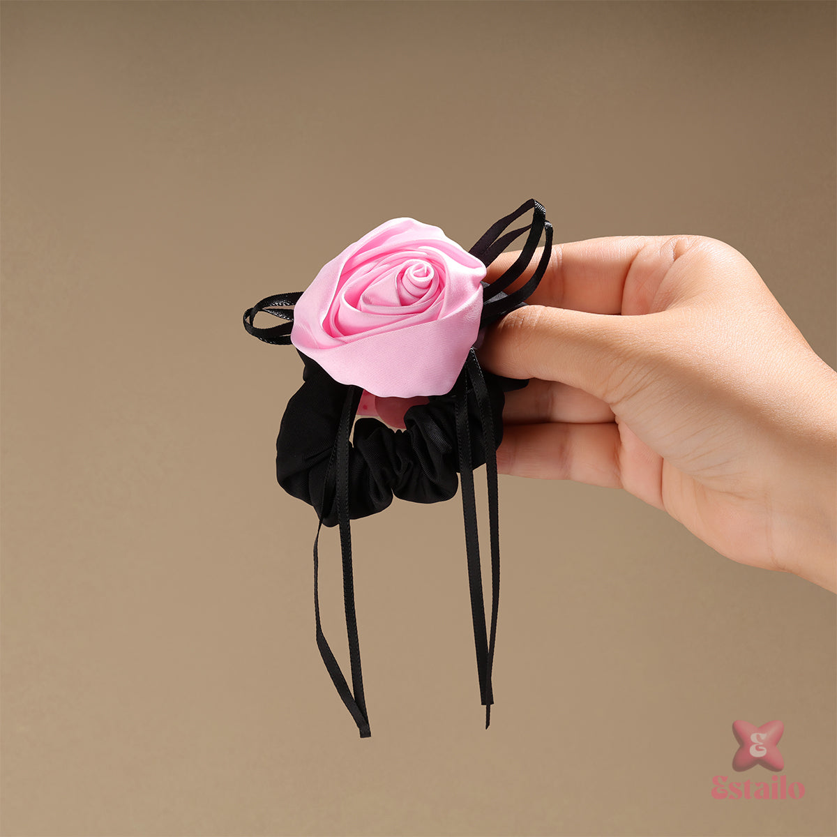 Dreamy Rose Scrunchie Hair Tie