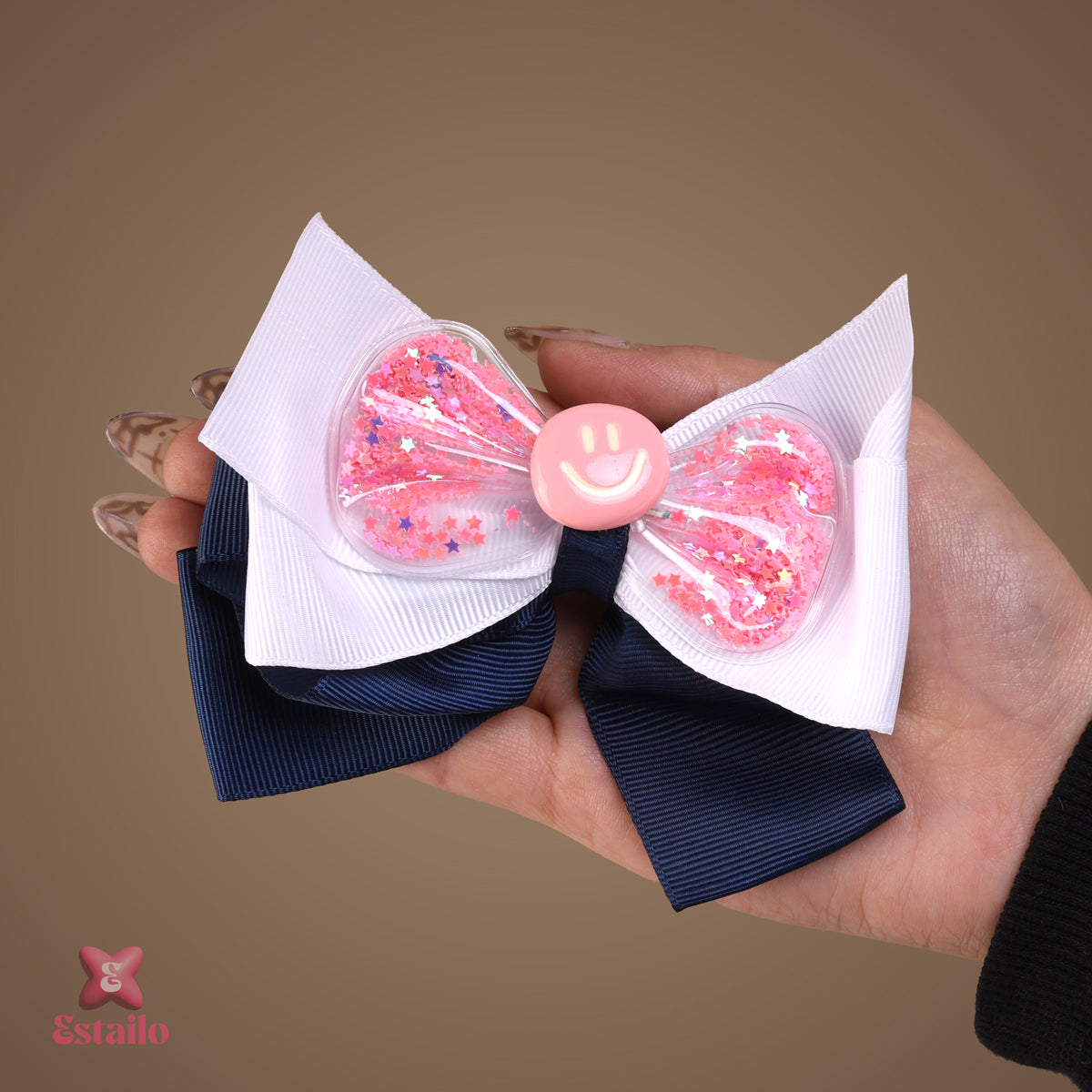 Blue Sparkling Bow Clip