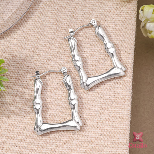 Sleek Silver Bamboo Earrings