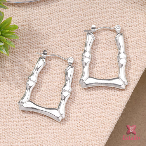 Sleek Silver Bamboo Earrings