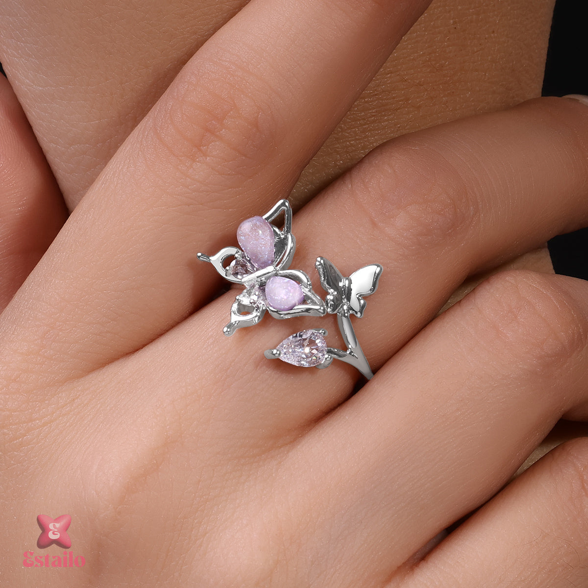 Amethyst Butterfly Bloom Ring