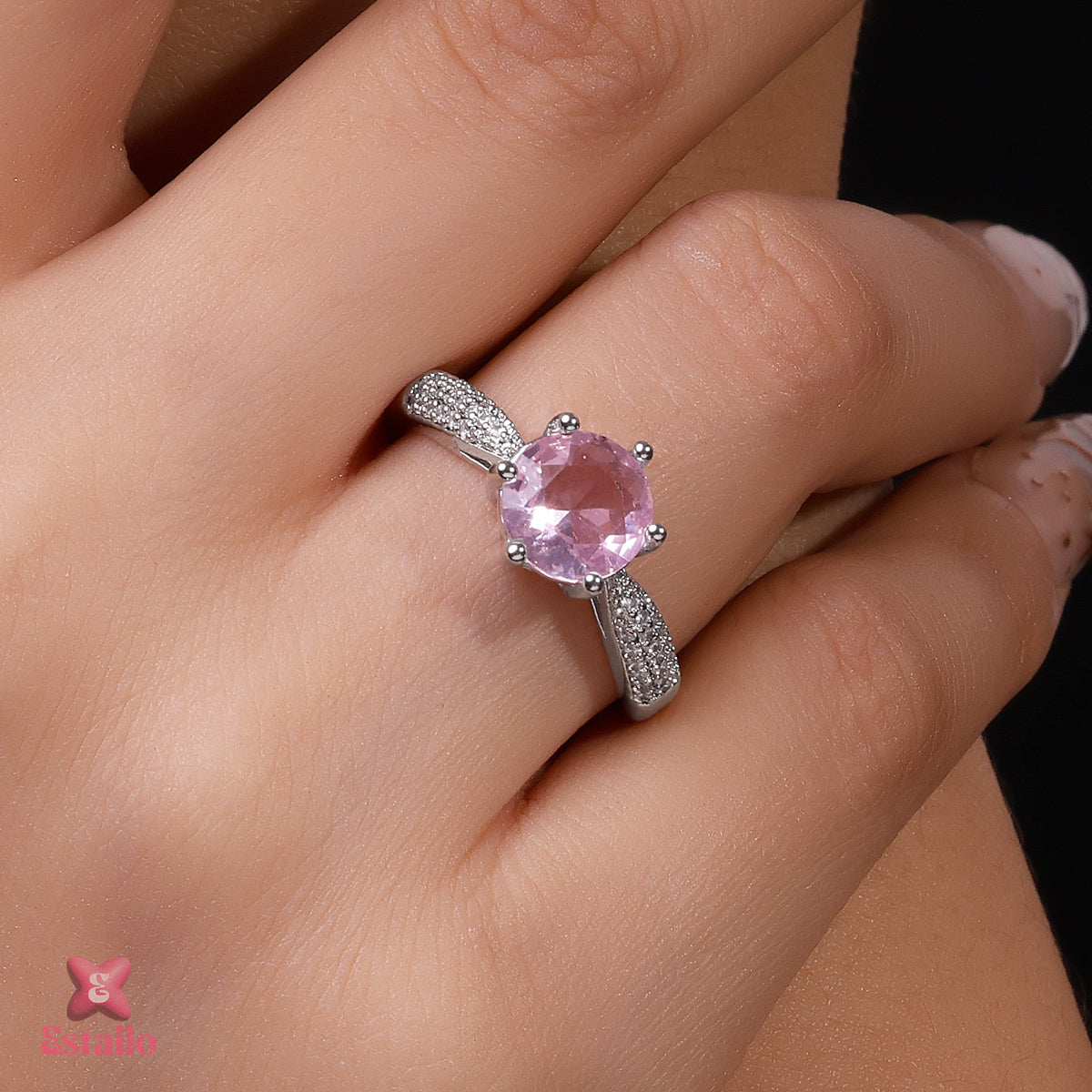 Solitaire Pink Ring
