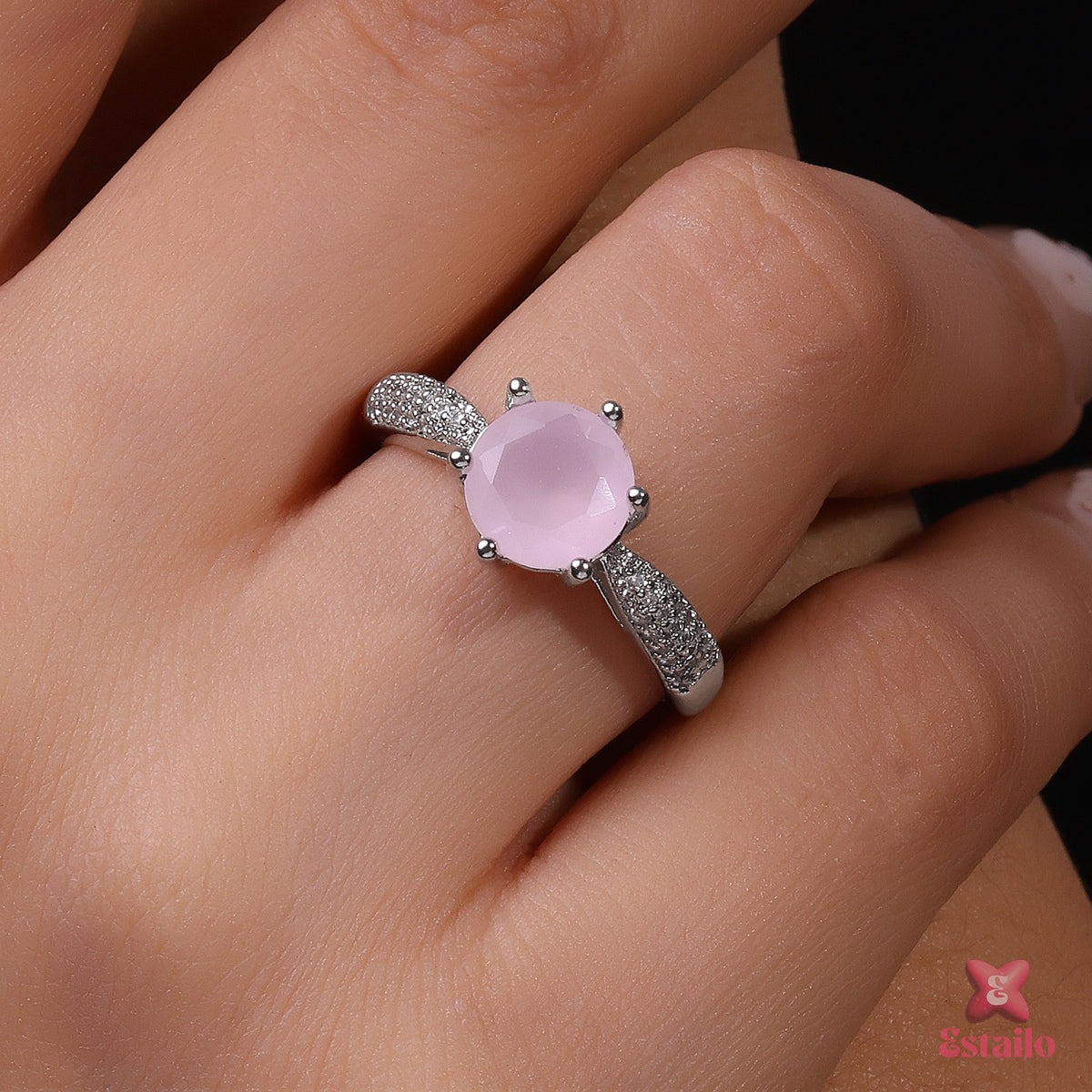 Solitaire Light Pink Ring