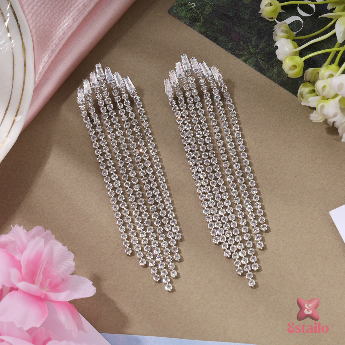 Glimmering Tassel Drops Earrings