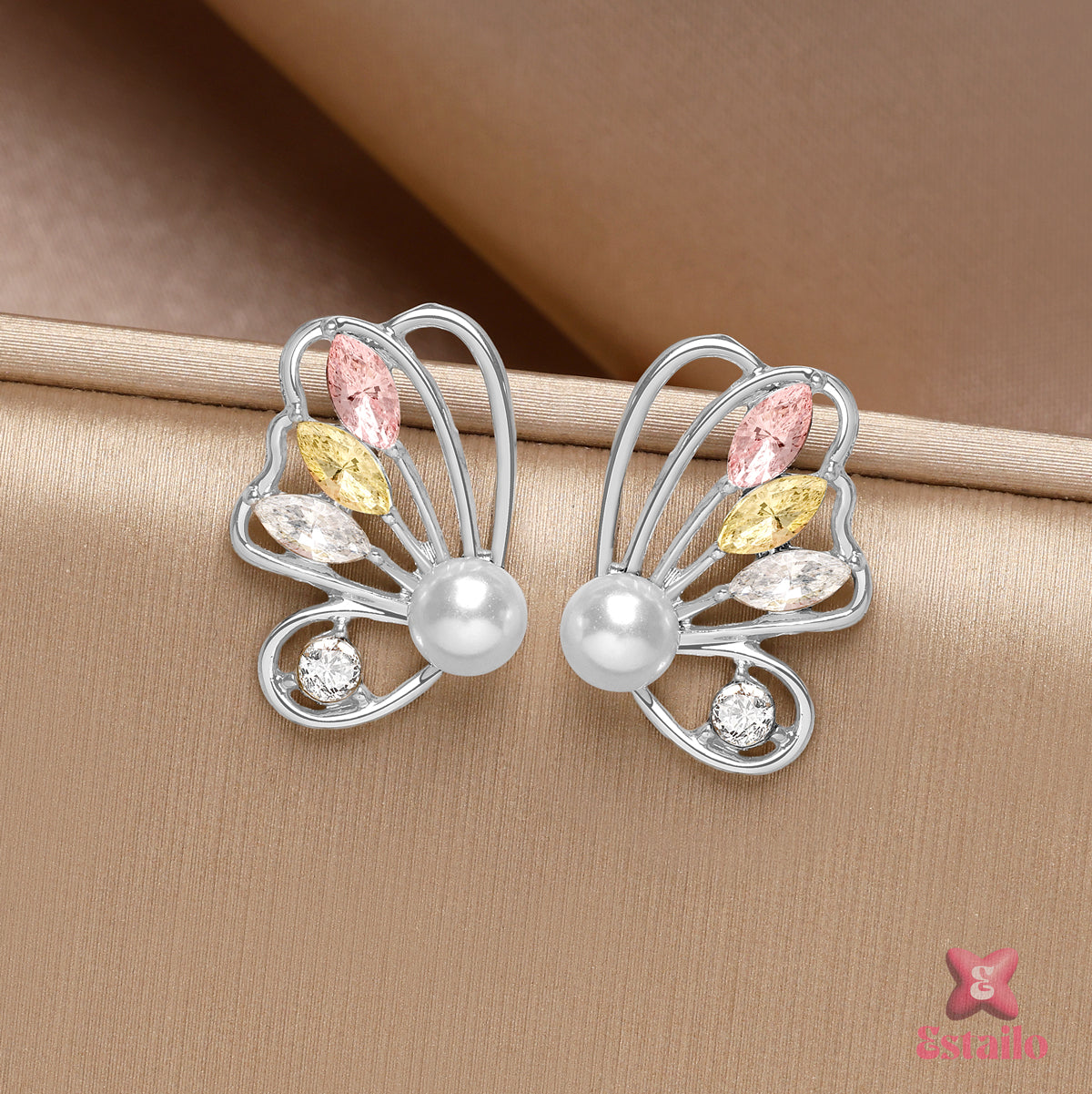 Whimsical Butterfly Pearl Drops Earrings