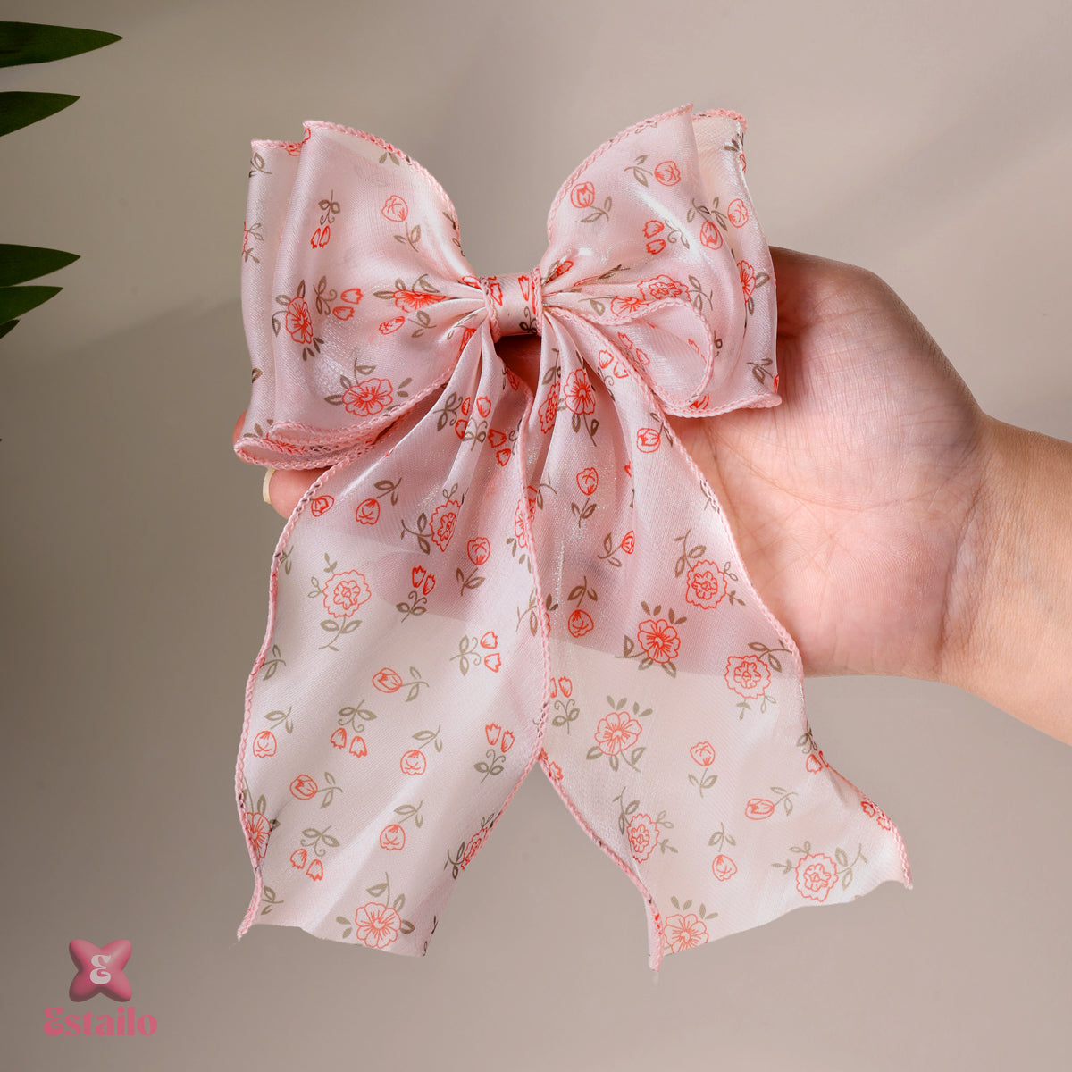 Rose Organza Bow Clip