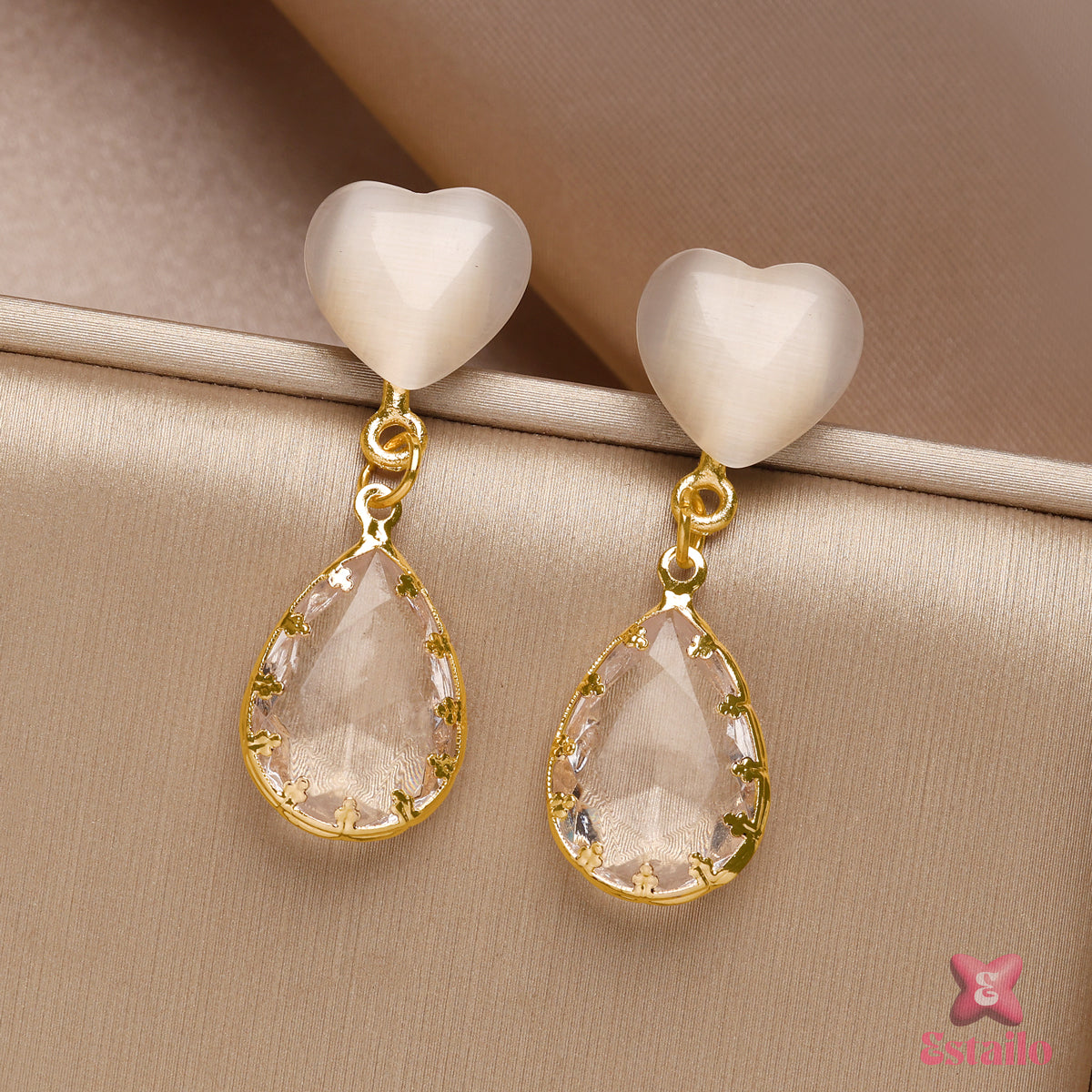 Heart & Teardrop Dangle Earrings