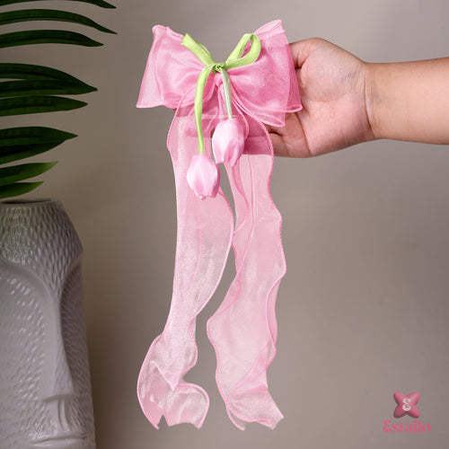 Tulip Blossom Organza Bow Clip