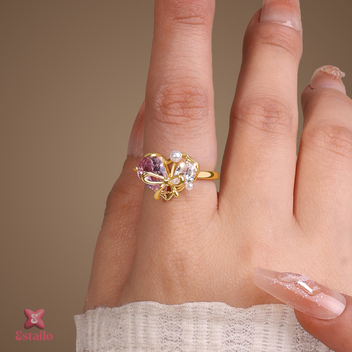 Blush & Pearl Teardrop Ring