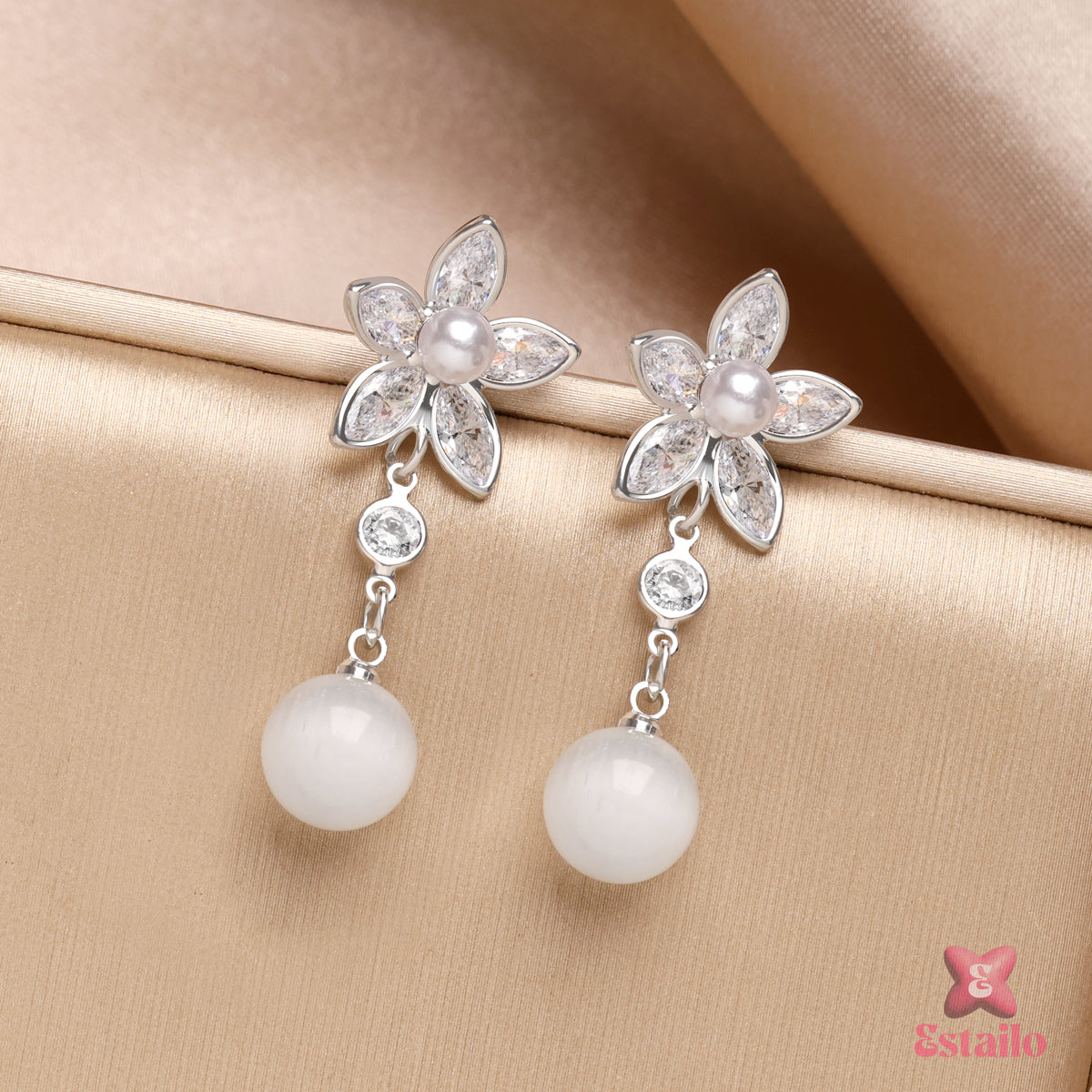 Dazzling Flower Pearl Earrings