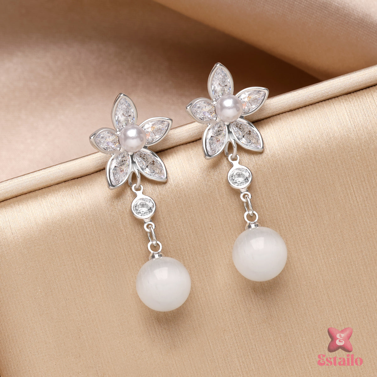 Dazzling Flower Pearl Earrings