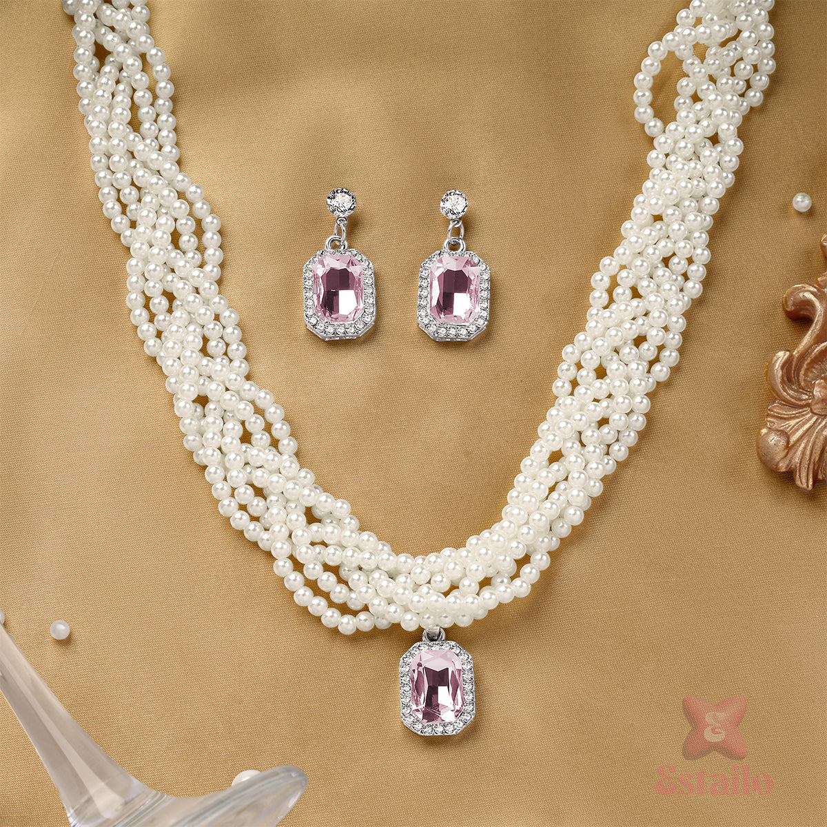 Imperial Pink Pearl Necklace Set