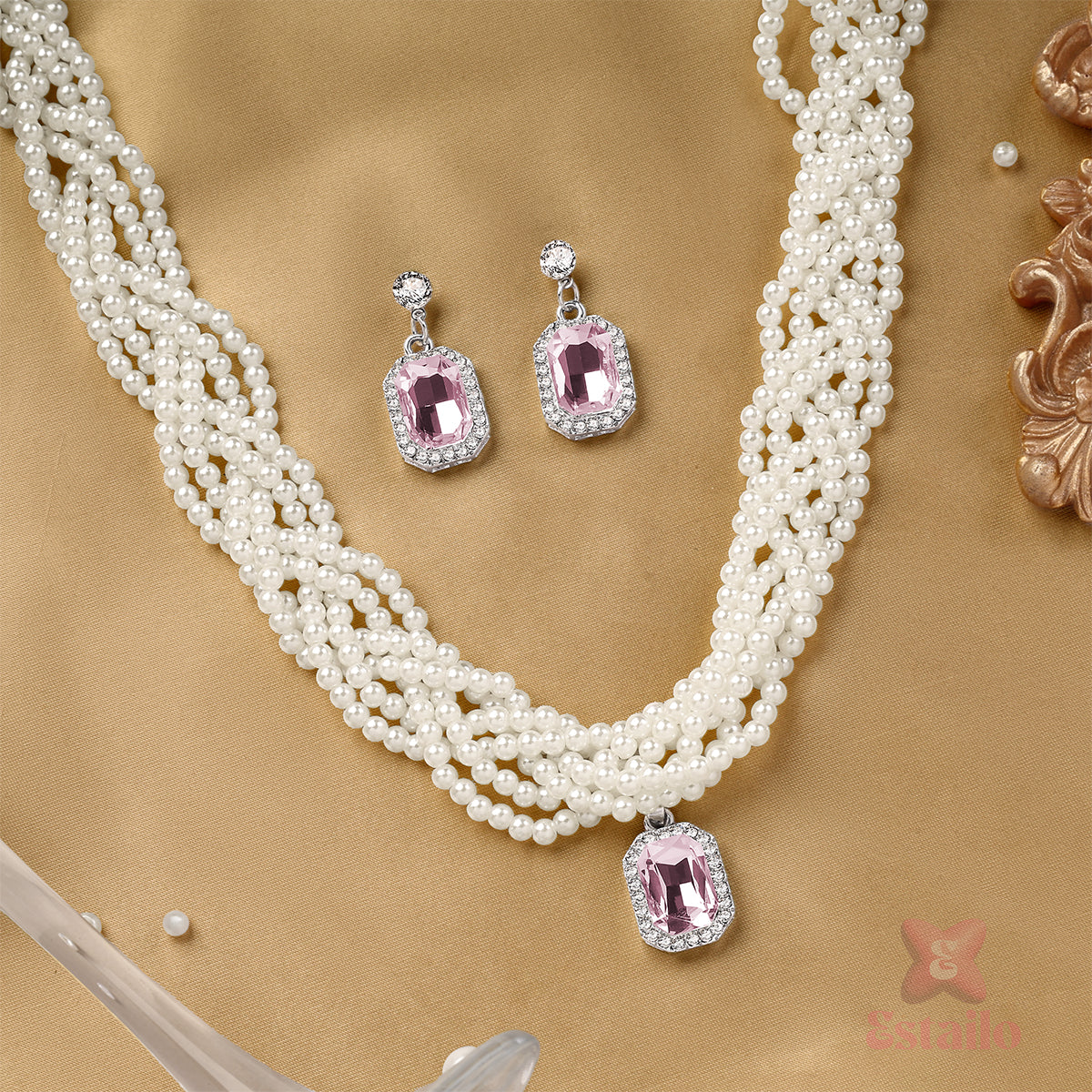 Imperial Pink Pearl Necklace Set