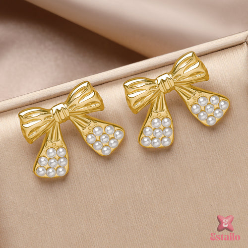 Elegant Bowknot Pearl Earrings