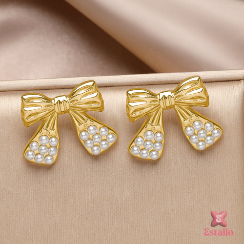 Elegant Bowknot Pearl Earrings