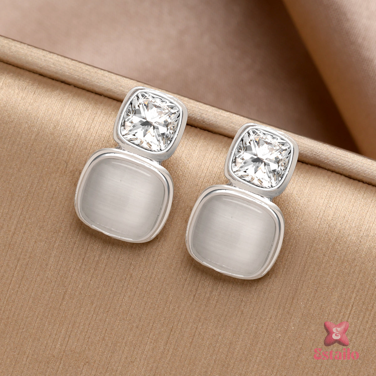 Elegant Two-Tier Square Earrings