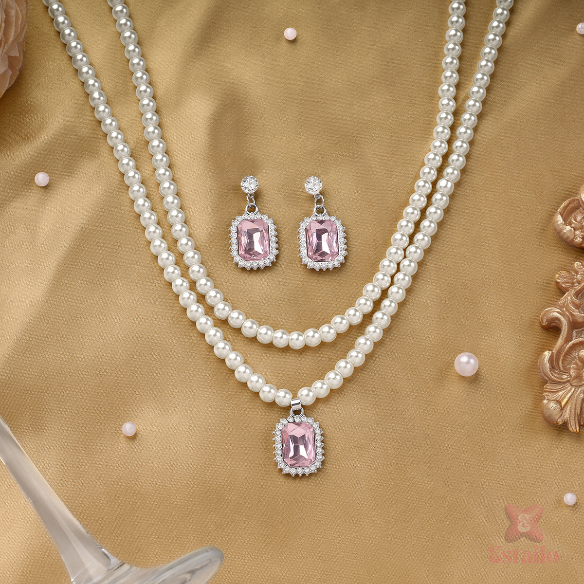 Royal Blush Pearl Necklace Set