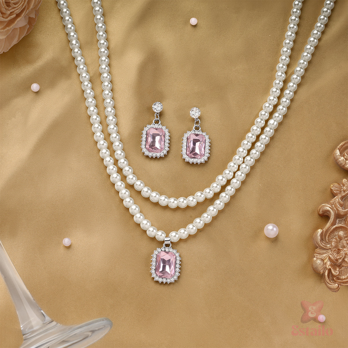 Royal Blush Pearl Necklace Set