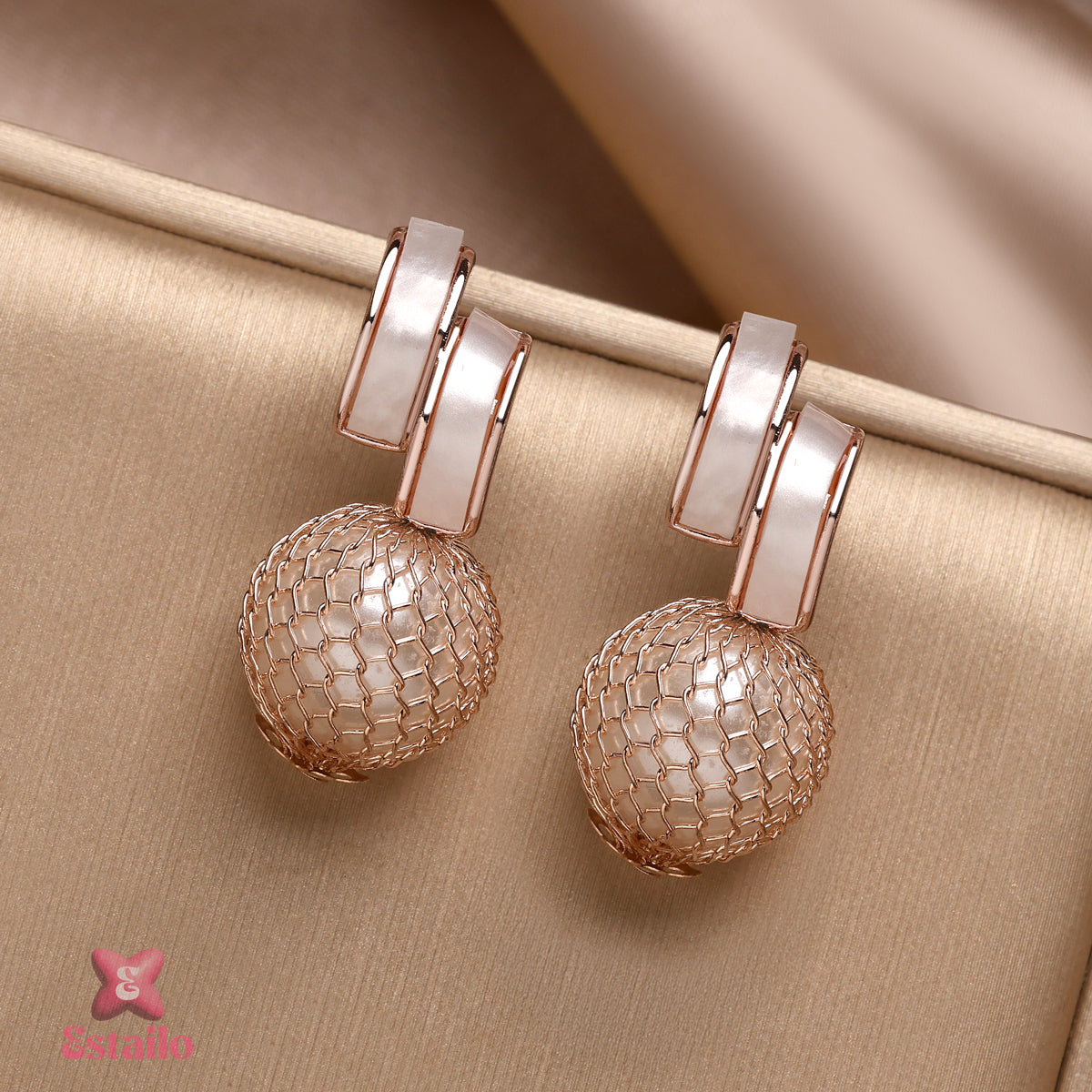 Lattice Pearl Dangles Earrings