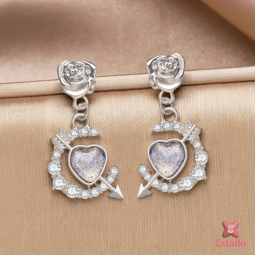 Rose & Cupid's Heart Earrings