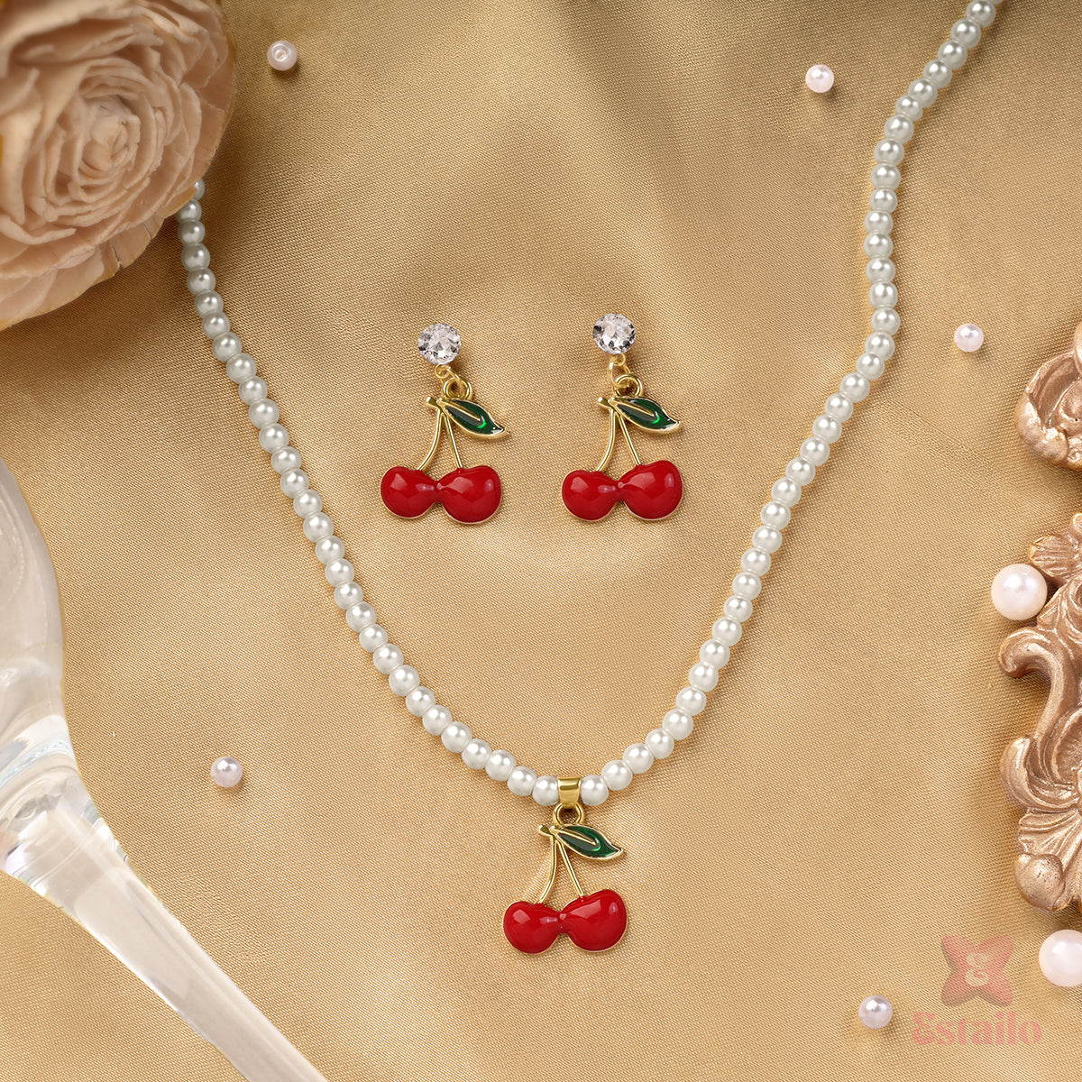 Pearl Bliss Cherry Necklace Set