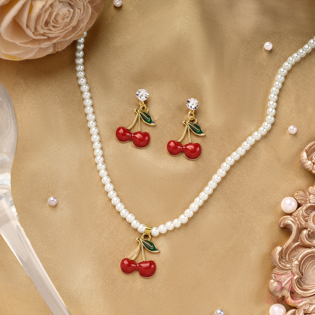 Pearl Bliss Cherry Necklace Set