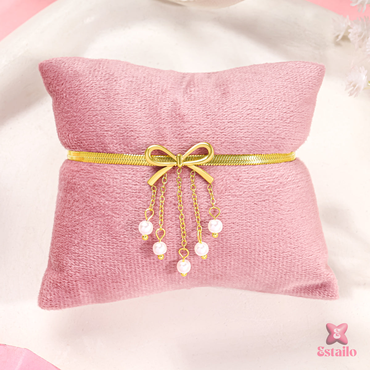 Pearl Ribbon Cuff Bracelet