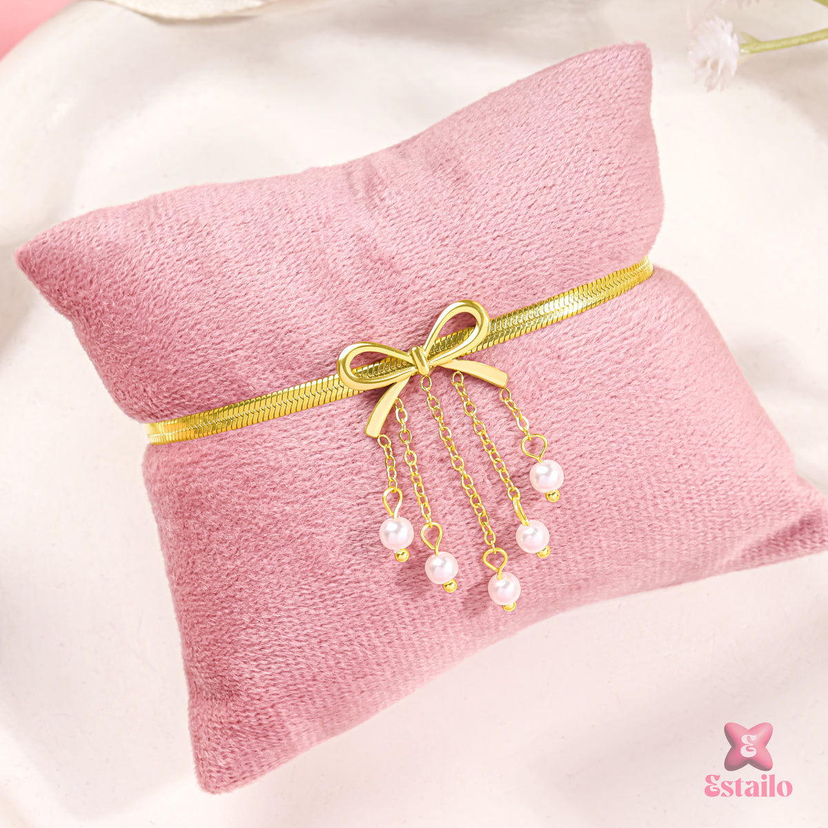 Pearl Ribbon Cuff Bracelet