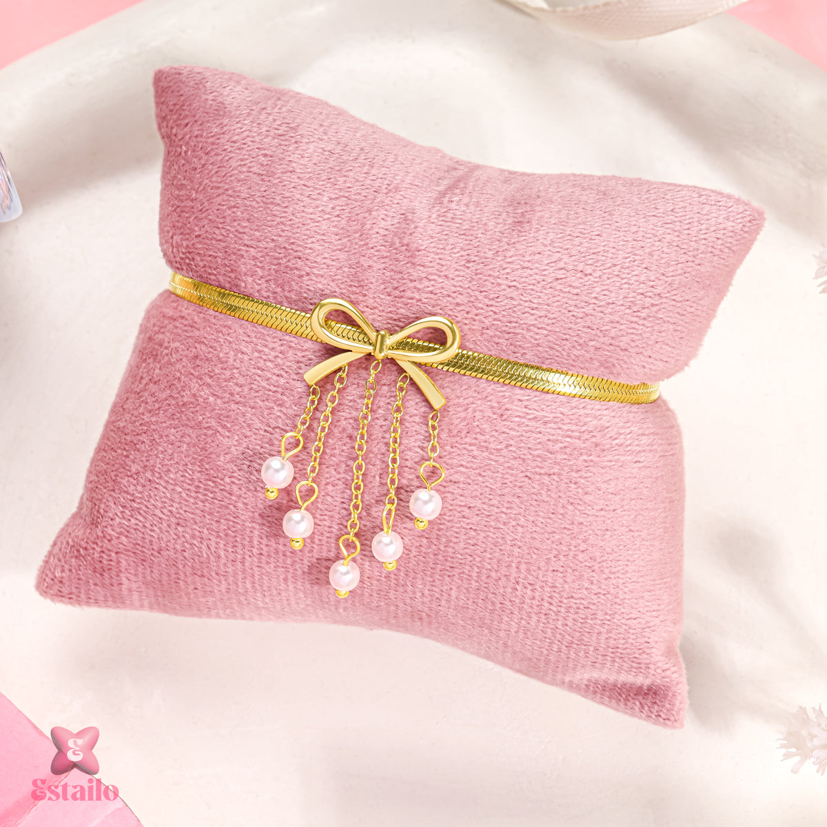 Pearl Ribbon Cuff Bracelet