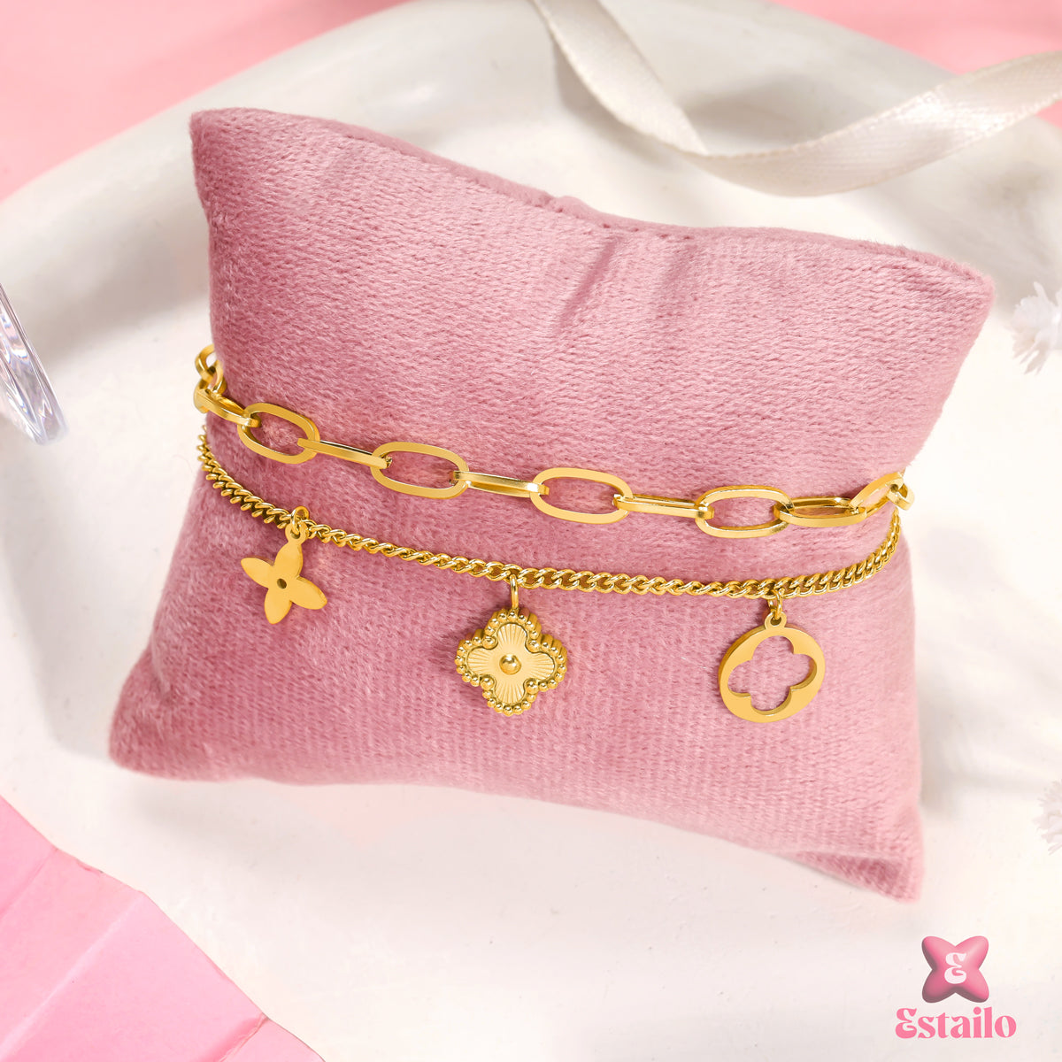 Clover Chain Duo Bracelet
