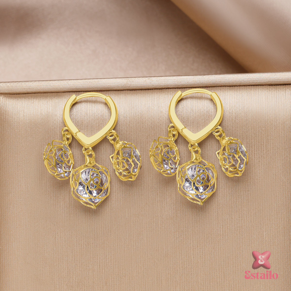 Golden Cage Hoops Earrings