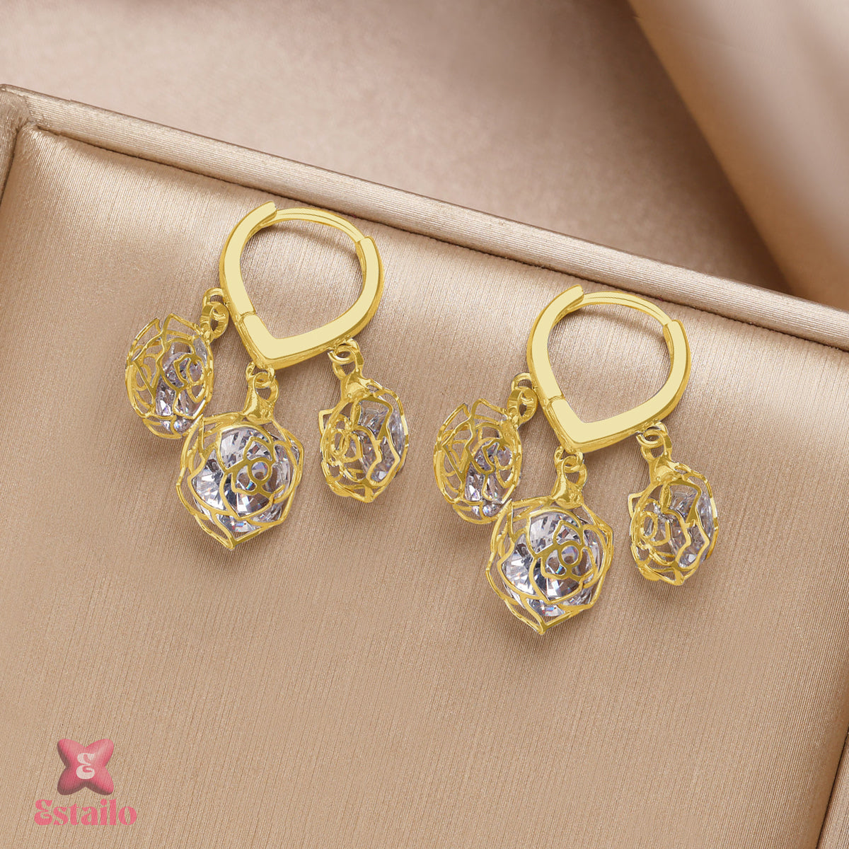 Golden Cage Hoops Earrings