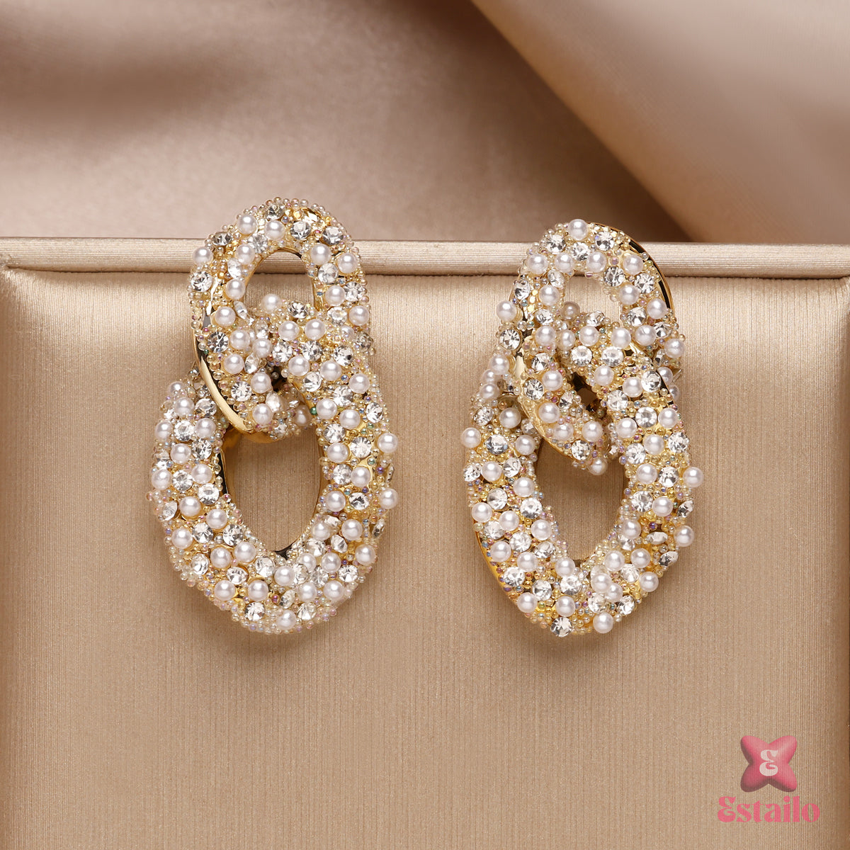 Pearl Pave Link Earrings