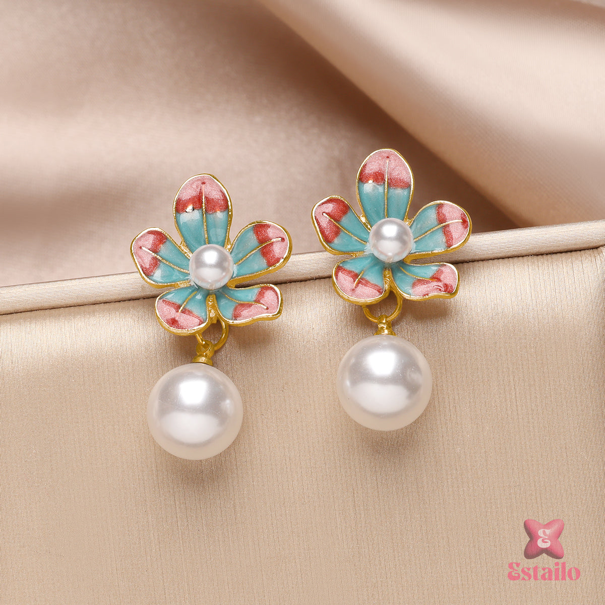Floral Pearl Drops Earrings