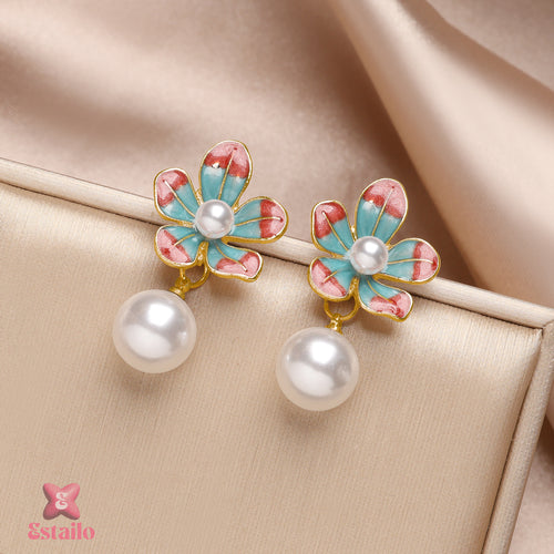 Floral Pearl Drops Earrings