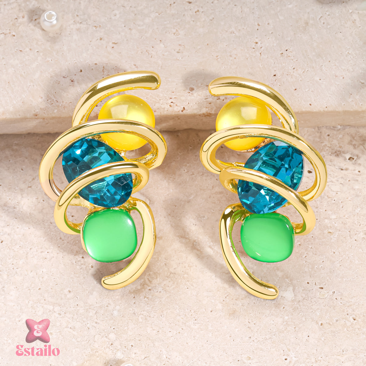 Golden Chroma Swirls Earrings
