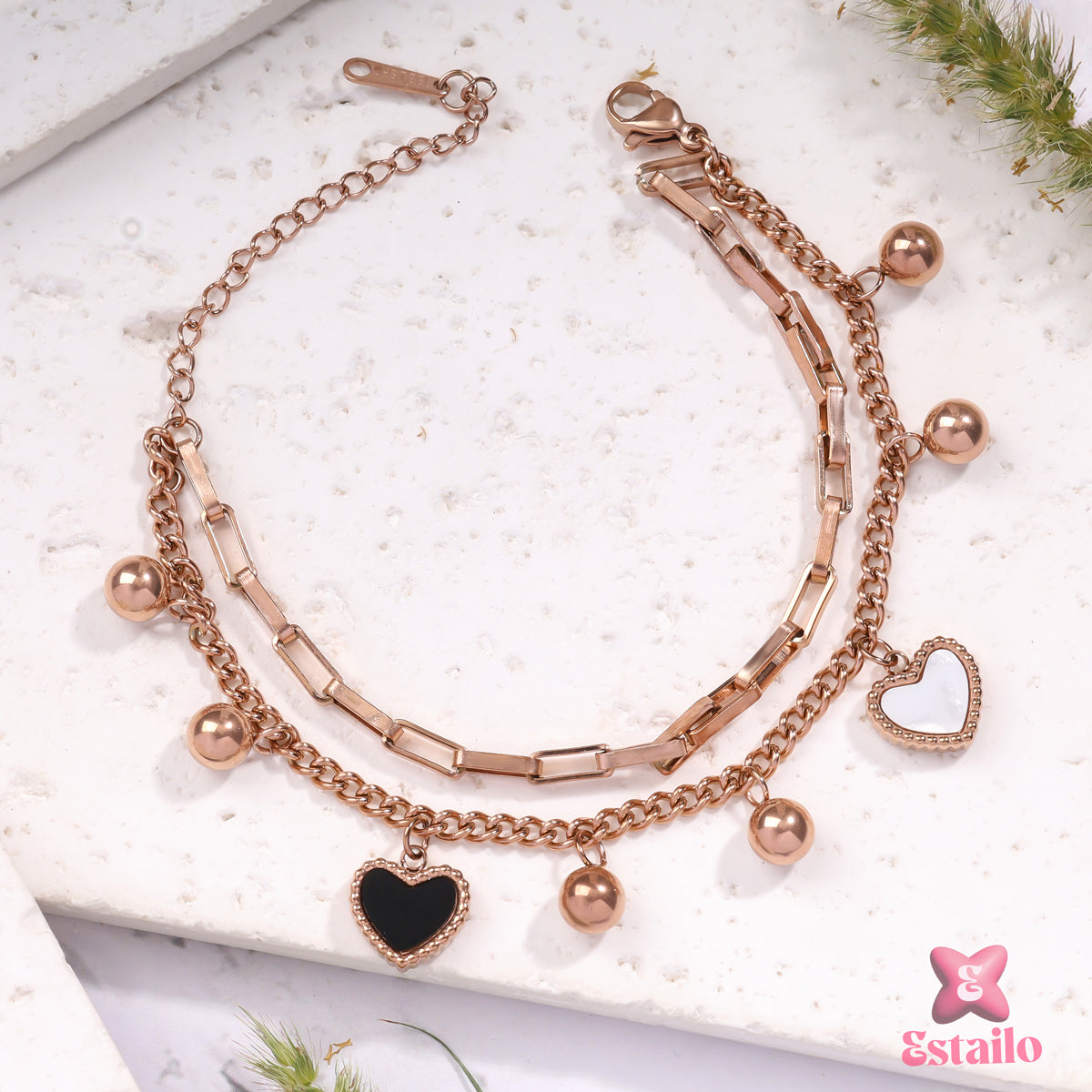 Rosy Heart Chainlet Bracelet