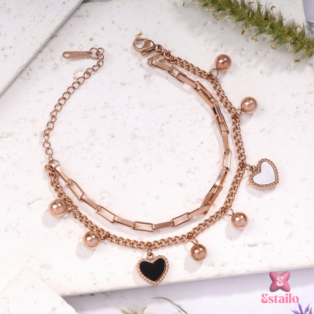Rosy Heart Chainlet Bracelet