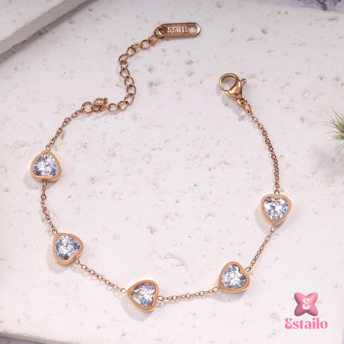 Sparkling Heart Chain Bracelet
