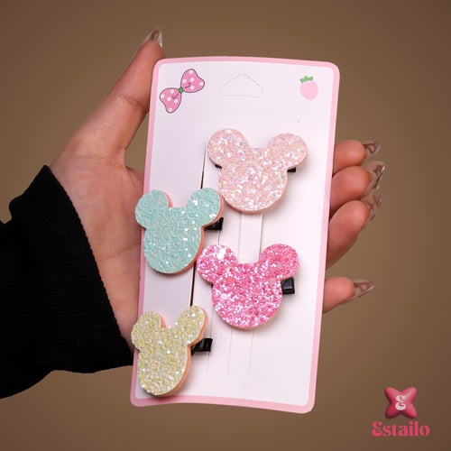 Glitter Mouse Ears Clips