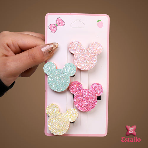 Glitter Mouse Ears Clips