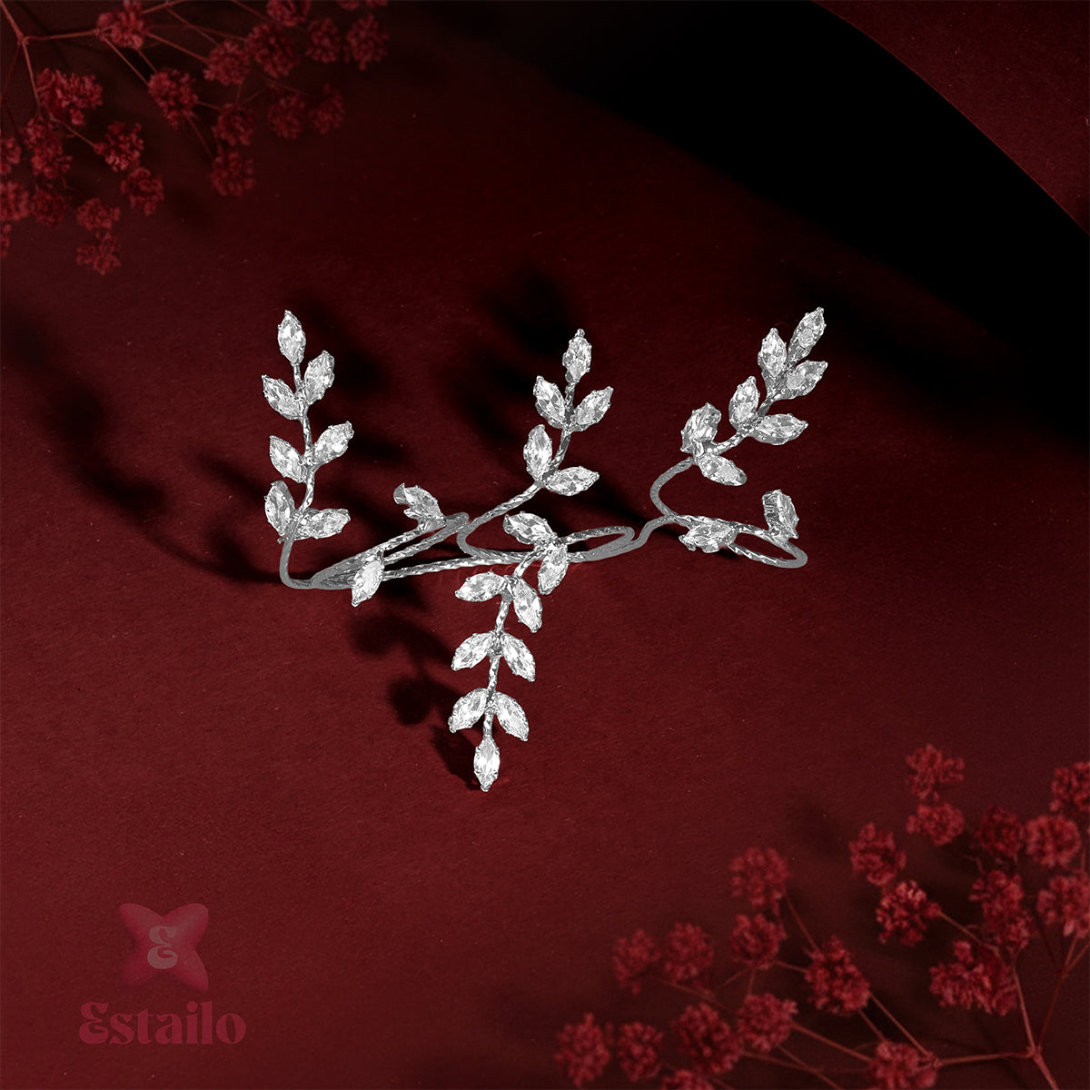 Sterling Leaf Solitaire Hand Jewellery