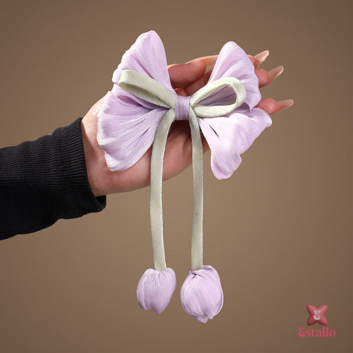 Arctic Violet Bow Hair Clip