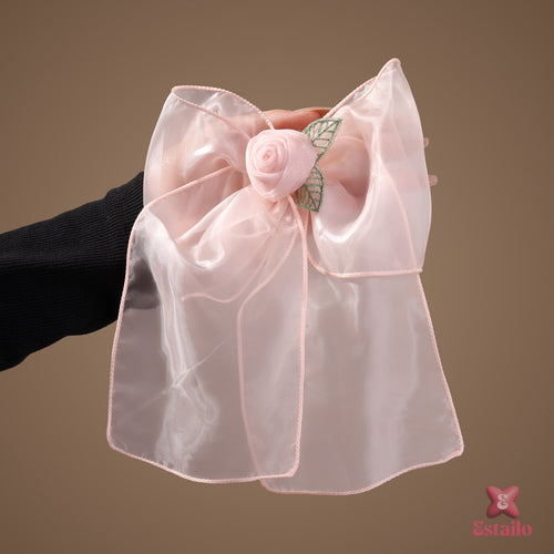Pink Roseveil Organza Clip