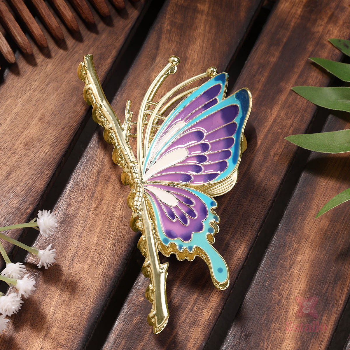 Enamel butterfly hair claw