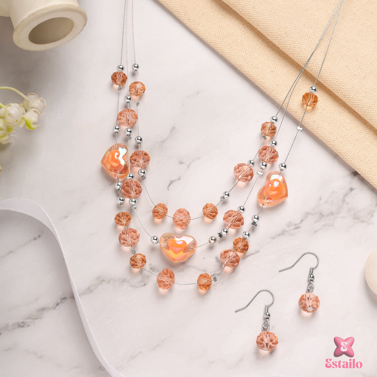 Beaded Heart Jewelry Set