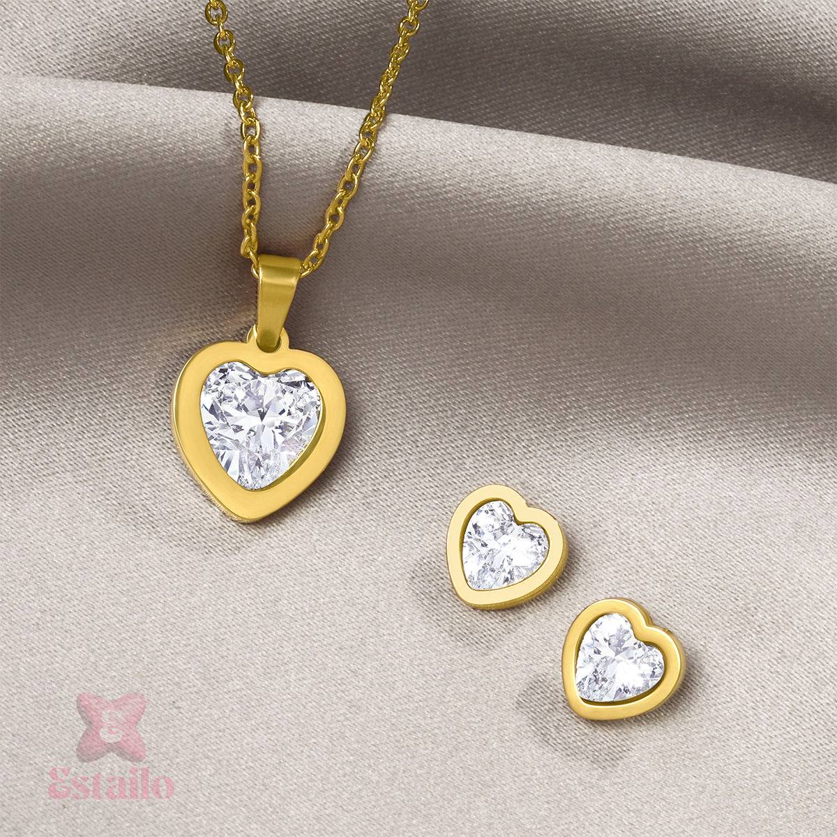 Dainty Love Solitaire Necklace Set