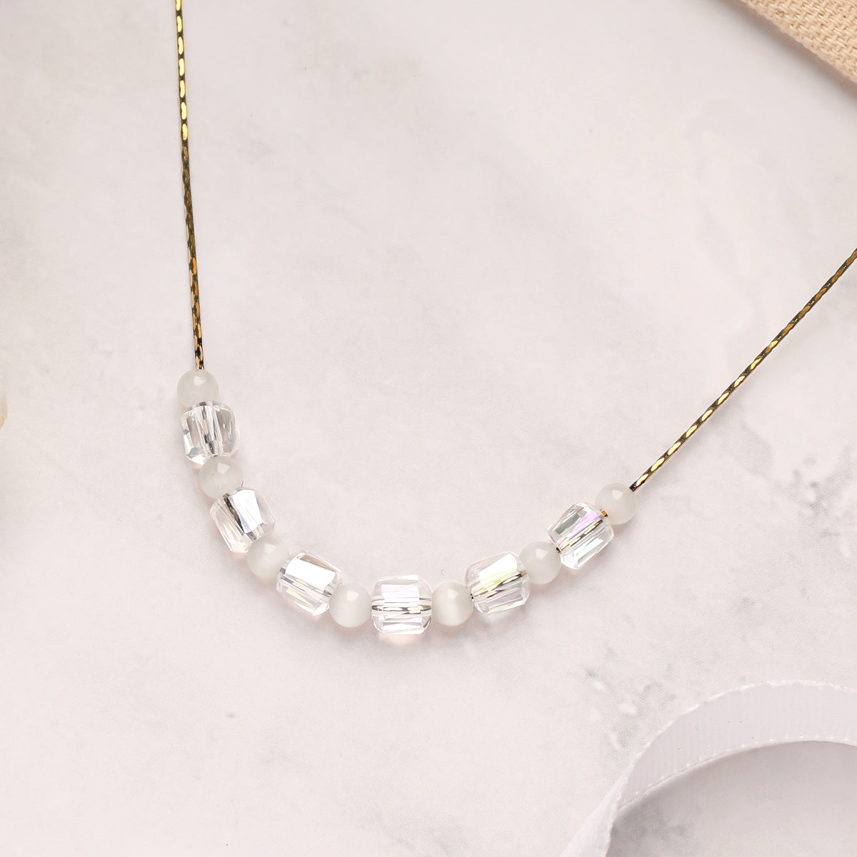 Iridescent Cube Chain Necklace